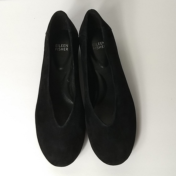 Eileen Fisher Canoe Black Suede Flats 8